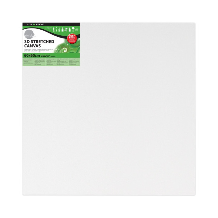 Daler Rowney Simply Bastidor Entelado 3D - 60x60cm - Imprimacion Triple - Grano Medio - 100% Algodon sin Acido - 250g - Color B