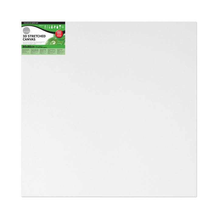 Daler Rowney Simply Bastidor Entelado 3D - 80x80cm - Imprimacion Triple - Grano Medio - 100% Algodon sin Acido - 250g - Color B