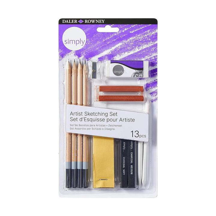 Daler Rowney Simply Pack de 13 Piezas para Dibujar y Esbozar - Idoneo para Artistas Principiantes