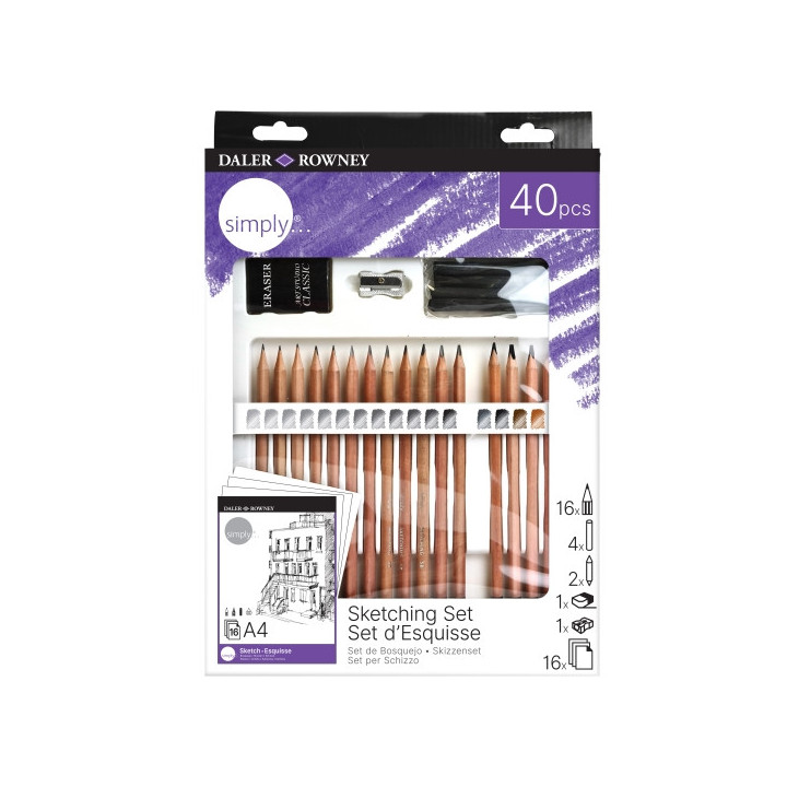 Daler Rowney Simply Pack de 40 Piezas - Set Creativo para Esbozo