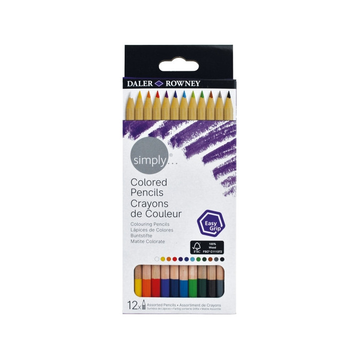 Daler Rowney Simply Pack de 12 Lapices Colores - Colores Surtidos