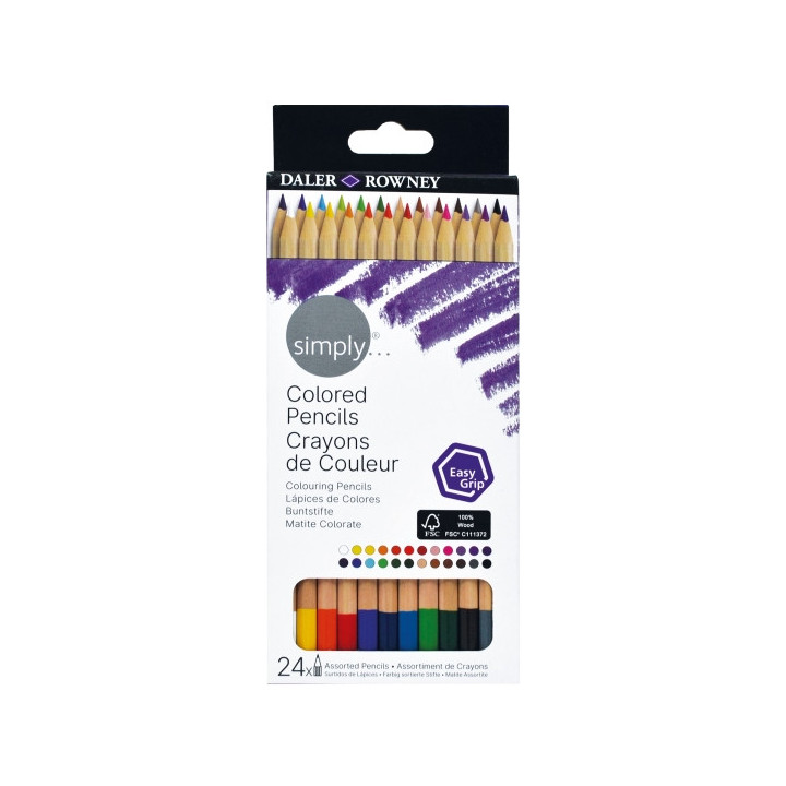Daler Rowney Simply Pack de 24 Lapices Colores - Colores Surtidos