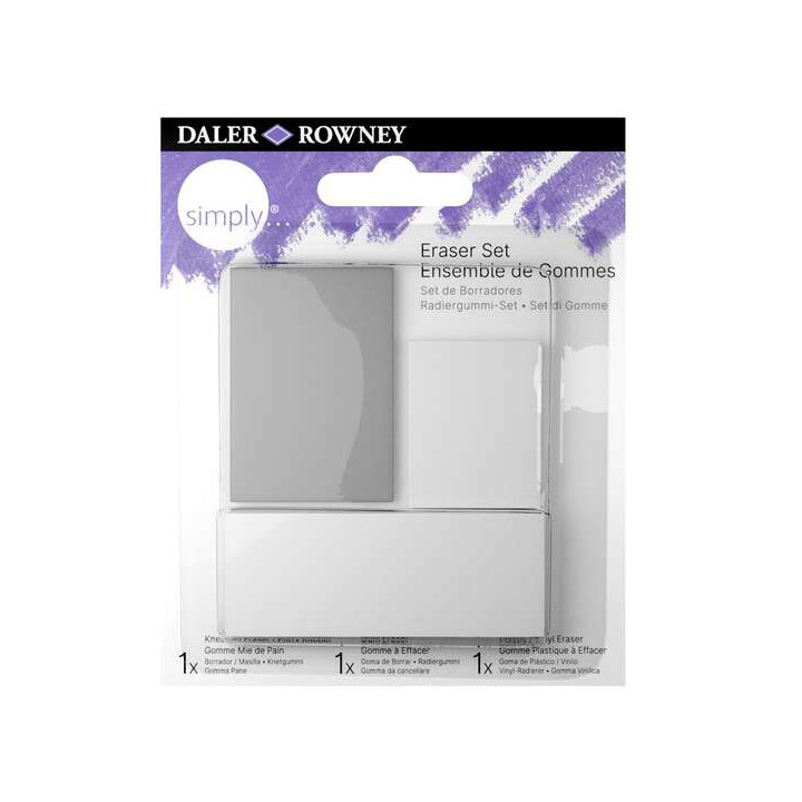 Daler Rowney Simply Pack de 3 Gomas de Borrar para Dibujo - Estandar
