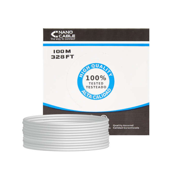 Nanocable Bobina de Cable de Red Rigido RJ45 Cat.6 FTP AWG24 100m - Color Gris
