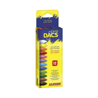 Alpino Pack de 12 Ceras de Colores Dacs - Textura Cremosa - Mezclables - Pintado Suave y Cubriente - Colorido y Creativo - Colo