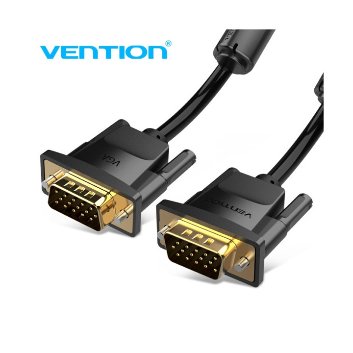 Vention Cable VGA (3+9) - Alta Definicion 1080P - Blindaje EMI - Conectores Chapados en Oro - 10m - Color Negro