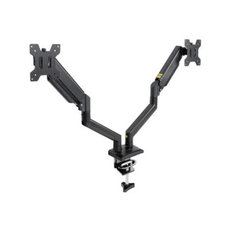 Tooq Soporte de Mesa con Brazos Articulados para 2 Monitores de 13"-34" - Giratorio e Inclinable - Piston de Gas - Peso Max 10k