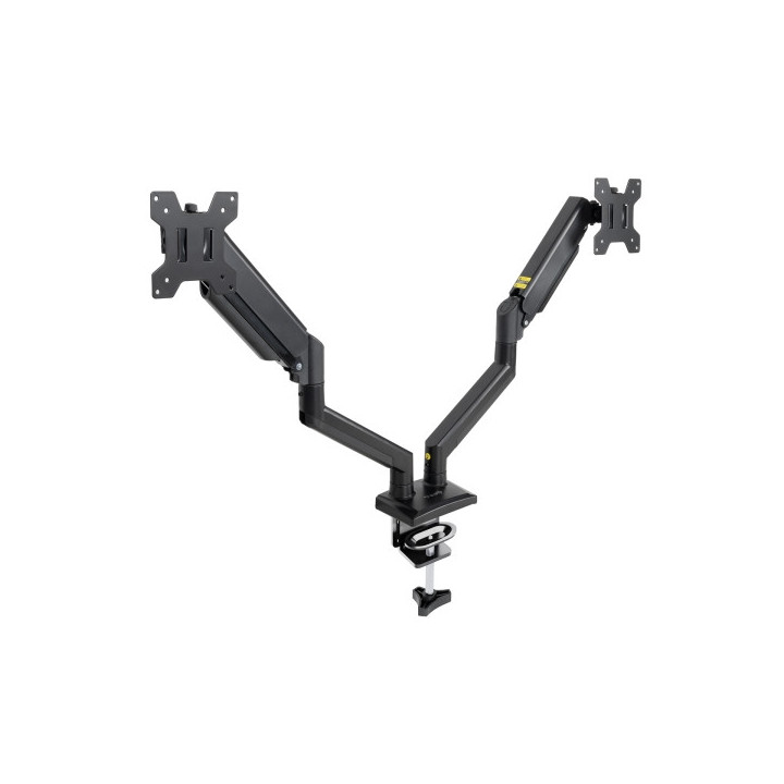 Tooq Soporte de Mesa con Brazos Articulados para 2 Monitores de 13"-34" - Giratorio e Inclinable - Piston de Gas - Peso Max 10k