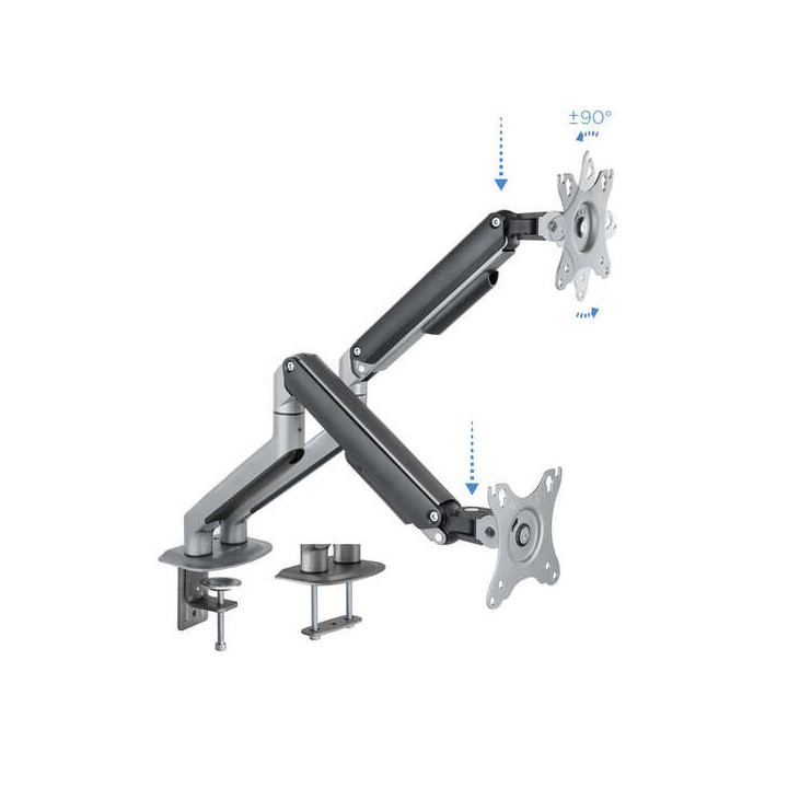 Tooq Soporte Mesa Pantallas Giratorio Inclinacion 2 Brazos 17-32" - Color Gris