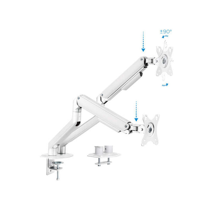 Tooq Soporte Mesa Pant Giratorio Inclinacion 2 Brazos 17-32" - Color Blanco
