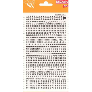 Apli Letras y Numeros Transferibles - 3mm de Tamaño - 795 Caracteres - Facil Aplicacion y Remocion - Negro