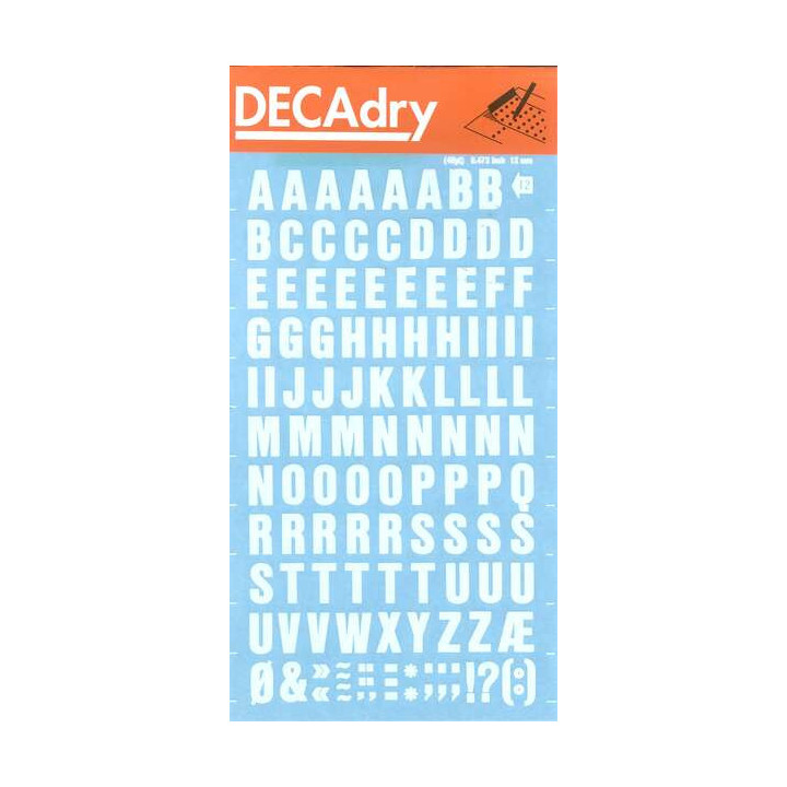 Apli Letras Transferibles Blancas 12mm - Facil Aplicacion - 117 Caracteres - Resistente al Agua - Versatil Blanco