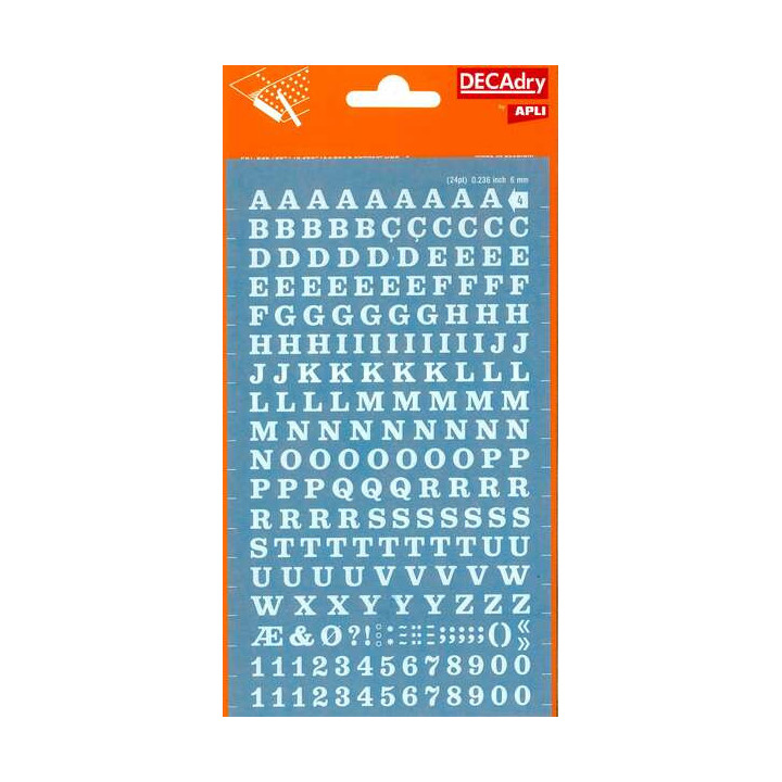 Apli Letras y Numeros Transferibles - 6mm - Facil Aplicacion - 214 Caracteres - Blanco