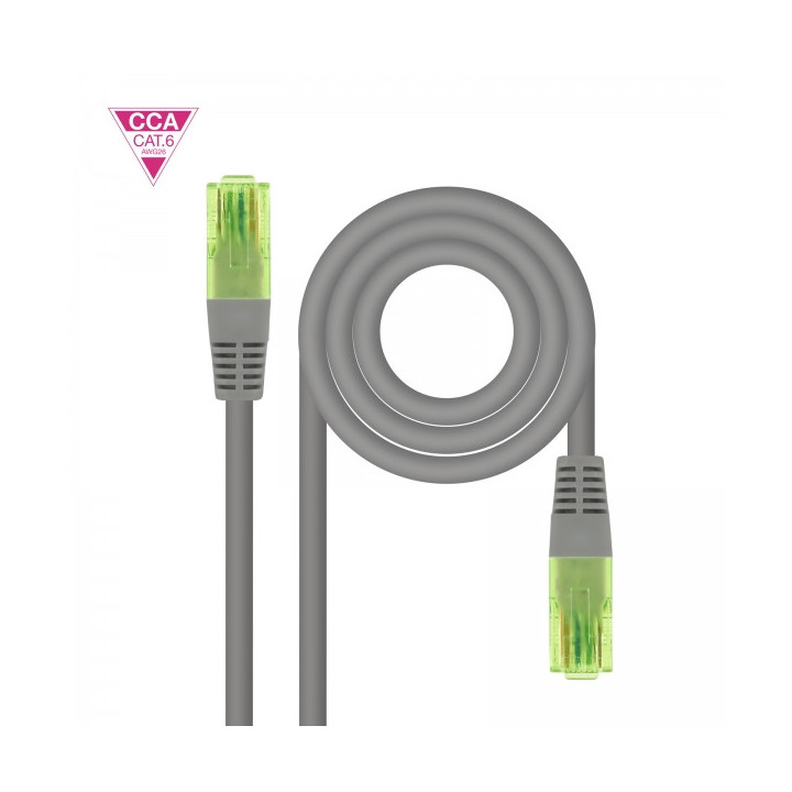 Nanocable Cable Red Latiguillo Cat.6 UTP AWG26 CCA - Longitud 10m - Color Gris