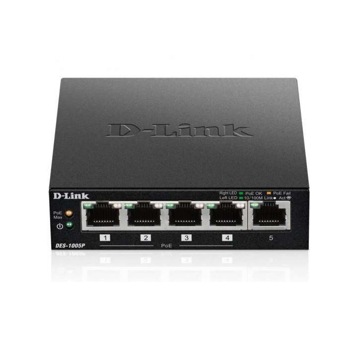 D-Link Switch 5 Puertos Fast Ethernet 1 Puerto Habilitado para PoE