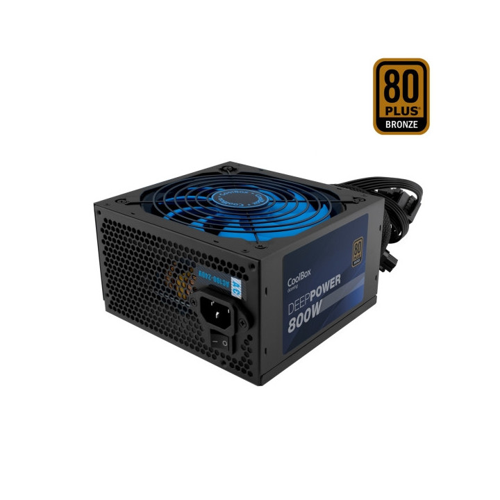 CoolBox DeepPower Fuente de Alimentacion 80 Plus Bronze 800W ATX - PFC Activo - Modo Silencioso - Ventilador 140mm
