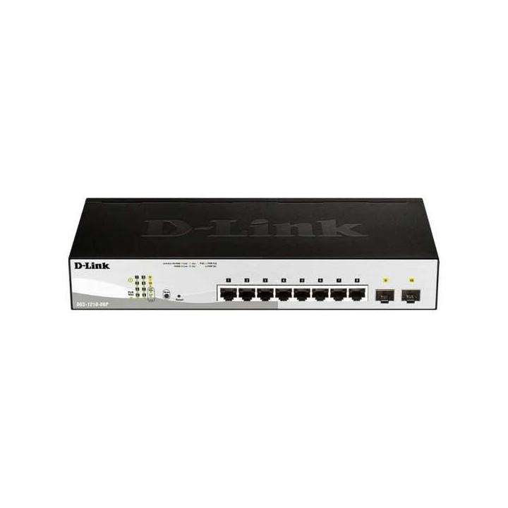 D-Link Switch Semigestionable 8 Puertos Gigabit PoE 45W + 2 Puertos Giga Combo