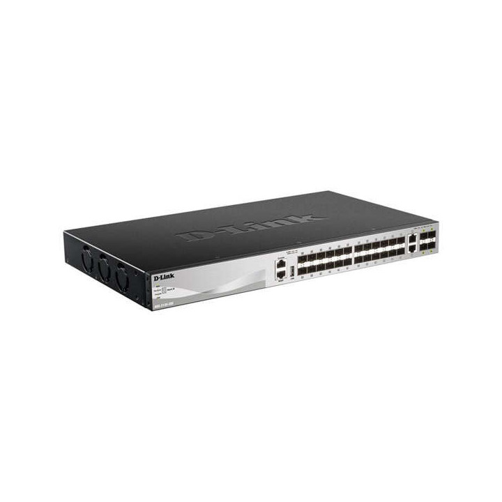 D-Link Switch Gestionable L3 24 Puertos Gigabite PoE 370W + 2 Puertos 10G + 4 Puertos 10G SFP+