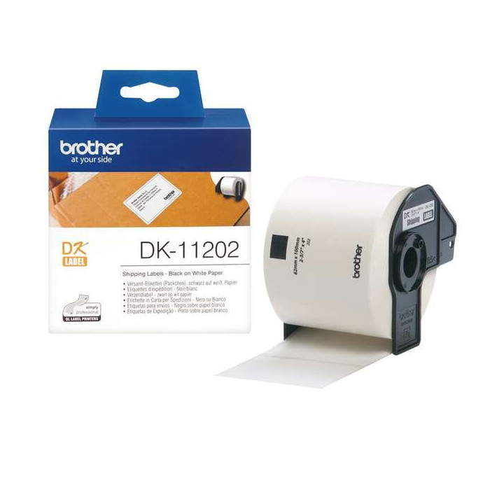 Brother DK11202 - Etiquetas Originales Precortadas para Envios - 62x100 mm - 300 Unidades - Texto negro sobre fondo blanco
