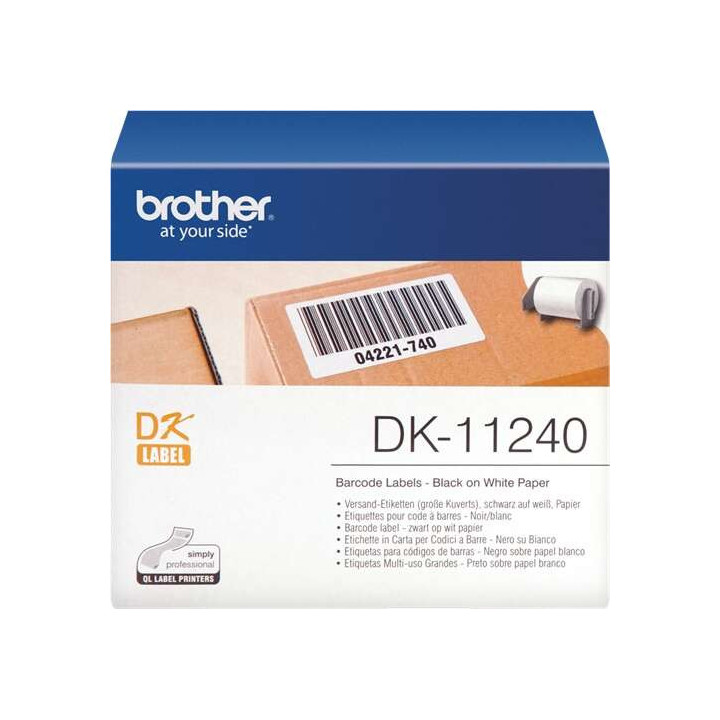 Brother DK11240 - Etiquetas Originales Precortadas Multiproposito Grandes - 102x51 mm - 600 Unidades - Texto negro sobre fondo