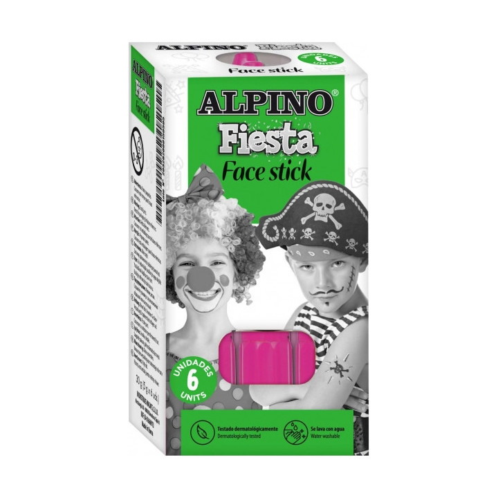 Alpino Fiesta Face Stick Pack con 6 Barritas de Pintura Facial - Sistema Retractil Giratorio - Se Lava con Agua - Testado Derma