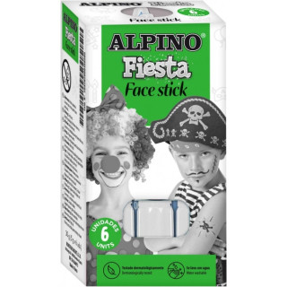 Alpino Fiesta Face Stick Pack con 6 Barritas de Pintura Facial - Sistema Retractil Giratorio - Se Lava con Agua - Testado Derma
