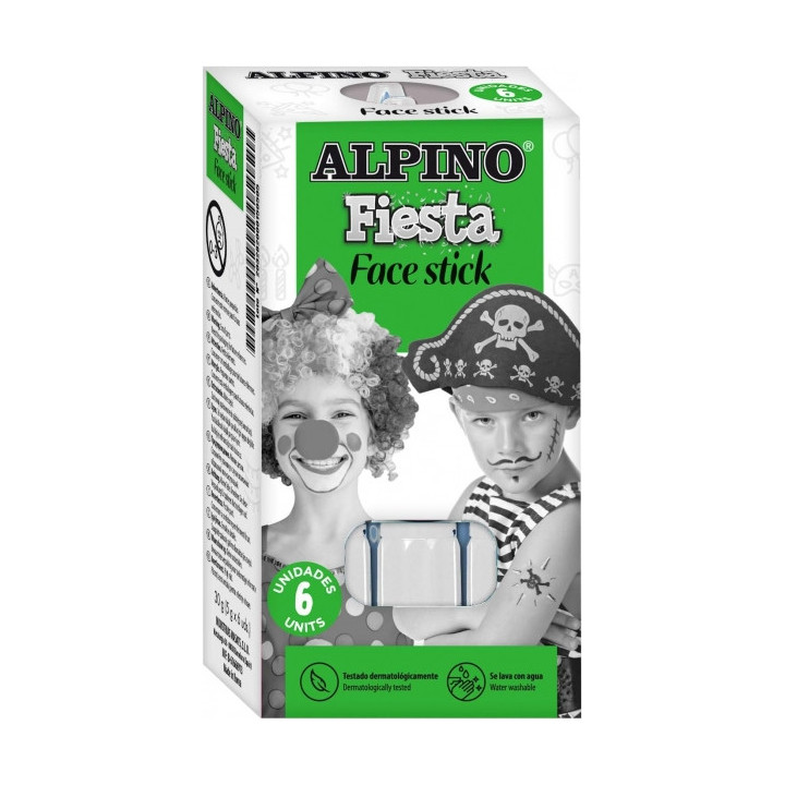 Alpino Fiesta Face Stick Pack con 6 Barritas de Pintura Facial - Sistema Retractil Giratorio - Se Lava con Agua - Testado Derma
