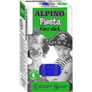 Alpino Fiesta Face Stick Pack con 6 Barritas de Pintura Facial - Sistema Retractil Giratorio - Se Lava con Agua - Testado Derma