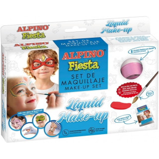 Alpino Fiesta Pack de 8 Botes de Maquillaje Liquido de Diferentes Colores + Pincel + Guia de Ideas - Se Lava con Agua - Testado