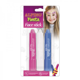 Alpino Fiesta Face Stick Pack con 3 Barritas de Pintura Facial - Sistema Retractil Giratorio - Se Lava con Agua - Testado Derma
