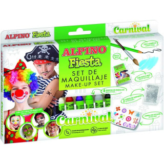 Alpino Fiesta Carnival Pack de Maquillaje con 6 Barritas de Pintura Facial + Pincel + Tatuajes en Calcomania + Lapiz Perfilador