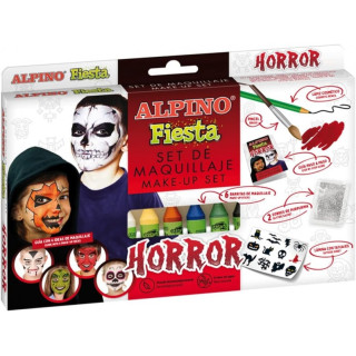 Alpino Fiesta Horror Pack de Maquillaje con 6 Barritas de Pintura Facial + Pincel + Tatuajes en Calcomania + Lapiz Perfilador y