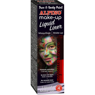 Alpino Make-up Liquid Liner Pack con 4 Botes de Maquillaje Liquido con Aplicador - Se Lava con Agua - Testado Dermatologicament