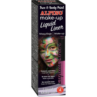 Alpino Make-up Liquid Liner Pack con 4 Botes de Maquillaje Liquido con Aplicador - Se Lava con Agua - Testado Dermatologicament