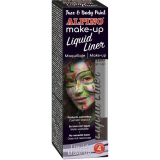 Alpino Make-up Liquid Liner Pack con 4 Botes de Maquillaje Liquido con Aplicador - Se Lava con Agua - Testado Dermatologicament