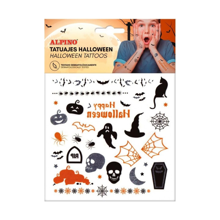 Alpino Pack de Tatuajes Halloween - Diseños Terrorificos - Colores Plata