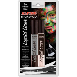 Alpino Make-up Liquid Liner Pack con 2 Botes de Maquillaje Liquido con Aplicador - Se Lava con Agua - Testado Dermatologicament