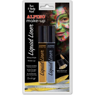 Alpino Make-up Liquid Liner Pack con 2 Botes de Maquillaje Liquido con Aplicador - Se Lava con Agua - Testado Dermatologicament