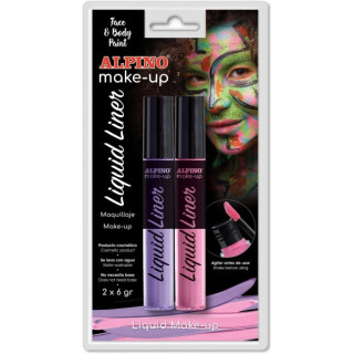 Alpino Make-up Liquid Liner Pack con 2 Botes de Maquillaje Liquido con Aplicador - Se Lava con Agua - Testado Dermatologicament