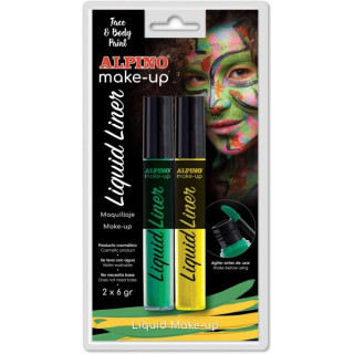 Alpino Make-up Liquid Liner Pack con 2 Botes de Maquillaje Liquido con Aplicador - Se Lava con Agua - Testado Dermatologicament