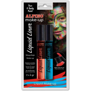 Alpino Make-up Liquid Liner Pack con 2 Botes de Maquillaje Liquido con Aplicador - Se Lava con Agua - Testado Dermatologicament
