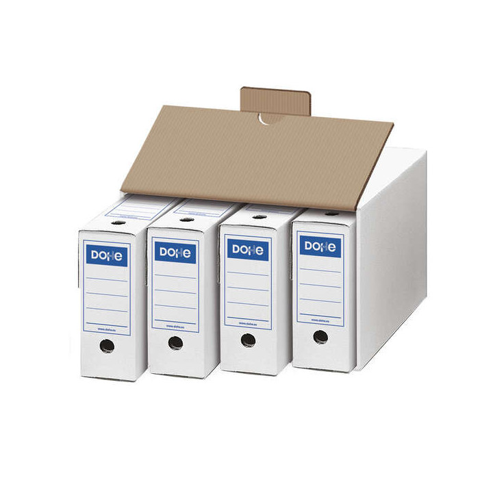 Dohe Archivo Definitivo Tamaño Folio - Capacidad para 4 Unidades - Fabricado en Carton Blanco de Primera Calidad