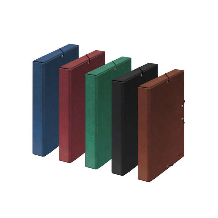 Dohe Caja de Proyectos Lomo 3cm - Tarjetero en Lomo - Medidas 245x350x30mm - Cierre con Gomas Elasticas - Carton Forrado con Pa