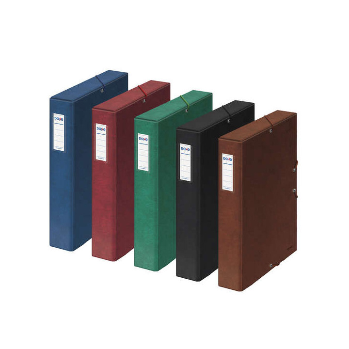Dohe Caja de Proyectos Lomo 5cm - Tarjetero en Lomo - Medidas 245x350x50mm - Cierre con Gomas Elasticas - Carton Forrado con Pa