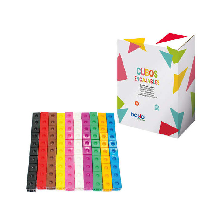 Dohe Cubos Encajables de Colores - 2cm de Arista - Material Manipulativo para Matematicas - Recomendado para Primaria