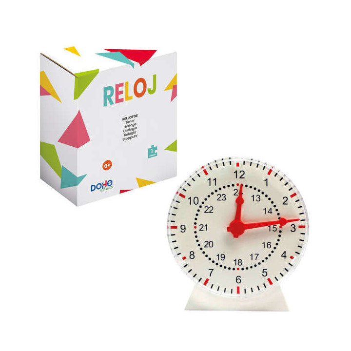 Dohe Reloj Analogico Educativo para Niños - Esfera con Numeros de las 12 Horas y Marcas de Minutos - Ruedecilla para Mover las