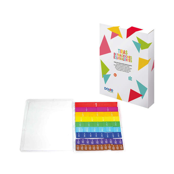 Dohe Tiras de Fracciones Equivalentes - Material de Carton Resistente - Incluye Tira de la Unidad y Fracciones hasta Duodecimos