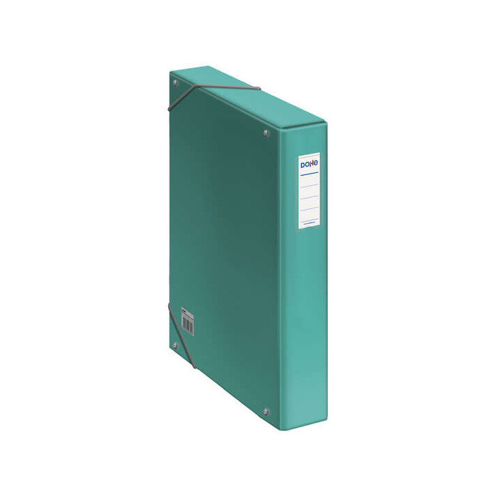 Dohe Caja de Carton Forrado con Papel Impreso y Plastificado - Tarjetero con Etiqueta en el Lomo - Sistema de Cierre con Gomas