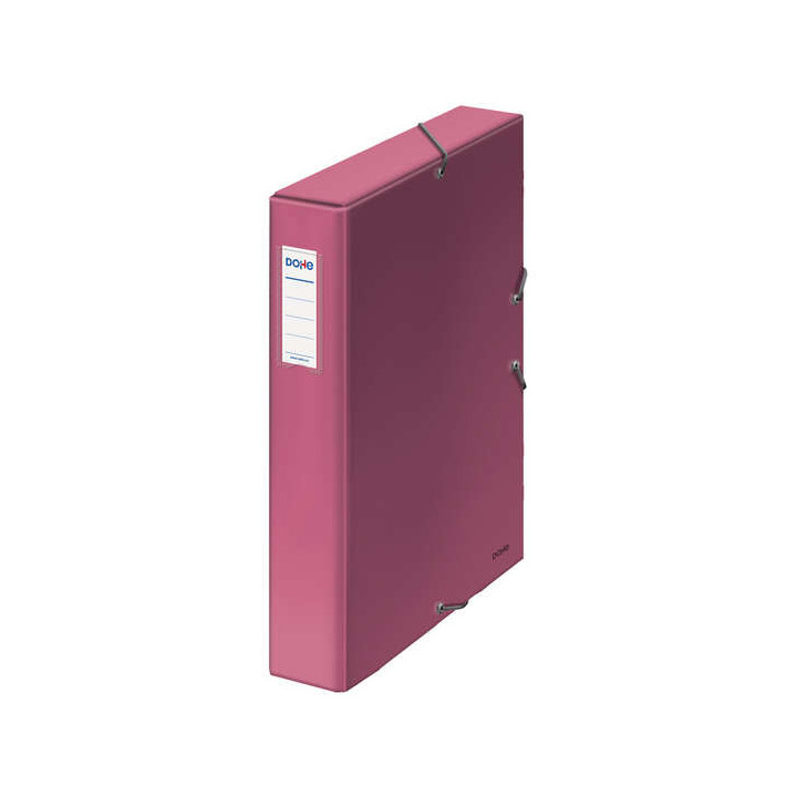 Dohe Caja de Carton Forrado con Papel Impreso y Plastificado - Tarjetero con Etiqueta en el Lomo - Sistema de Cierre con Gomas