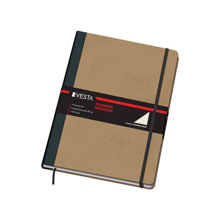 Dohe Cuaderno Cartone con Puntas Redondeadas - 96 Hojas de Papel Ahuesado de 80gr - Tapa en Tres Piezas con Lomera de Tela - Ci